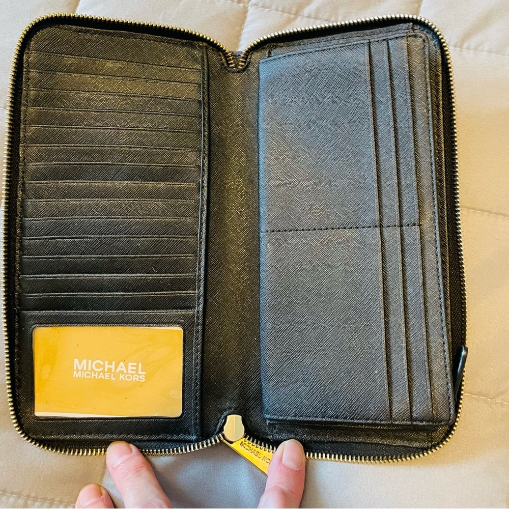 Michael Kors Large Saffiano Black Leather Wallet